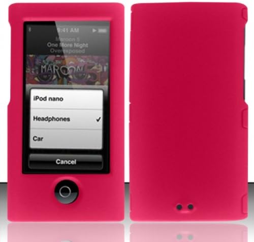 Apple iPod Nano 7 için Importer520 Kauçuk Geçmeli Sert Cilt Koruyucu Kılıf Kapak-Sıcak Pembe