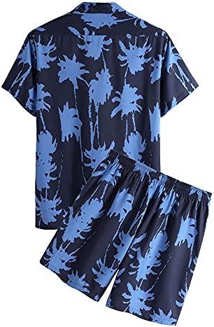 ÇITALI Sweatshirt Tişört, Plaj Kazağı, Kısa kollu günlük tişört Yaz Erkek Kısa Kollu Set (Renk: Mavi, Beden: XXL kodu)