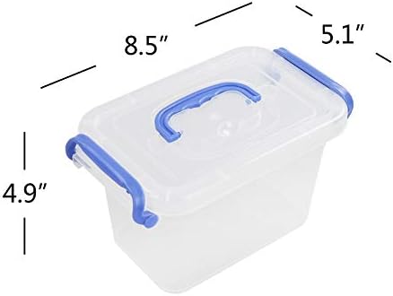 Eagrye 1.5 L Mini şeffaf plastik saklama kabı, Saplı Şeffaf Saklama Kutusu, 6'lı Paket, F