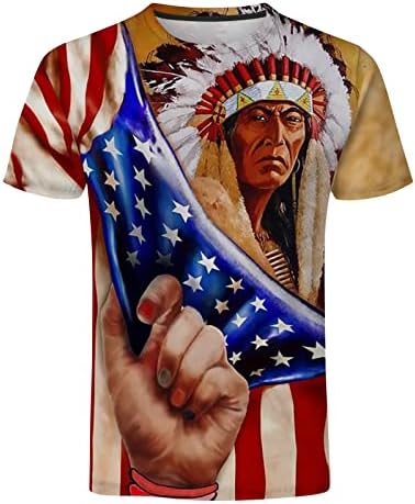 XXBR Bağımsızlık Günü Erkek Vatansever T-Shirt, Retro ABD Bayrağı Hint Tribal Tees Tops Yaz Egzersiz Slim fit T Gömlek