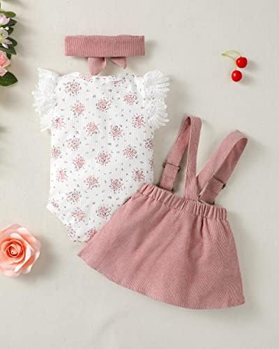SODLON Yenidoğan Bebek Kız Giysileri Kıyafetler Hediyeler Romper Üst Askı Etek Tulum Elbise Kıyafetler Setleri Bebek