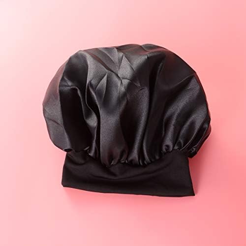 ARTİBETTER Uyku Kap Gece Şapka Doğal Saç Bonesi Yumuşak Pürüzsüz Kadınlar için Siyah