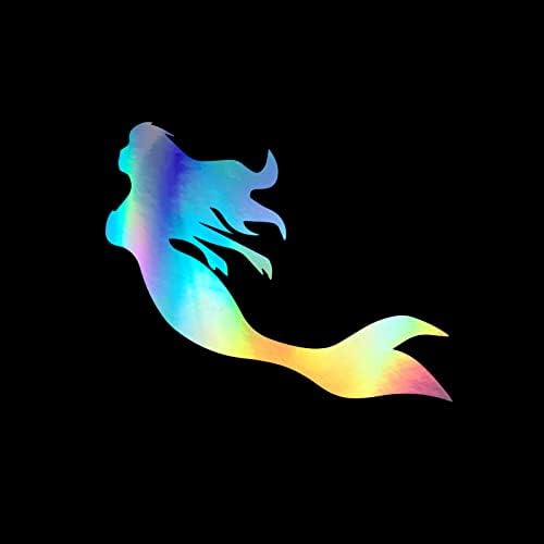 SoCoolDesign Mermaid Siluet Prenses Karikatür Araba Pencere Vinil çıkartma / Holografik / 4 Geniş