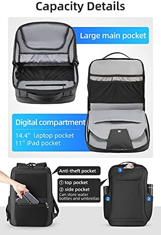 Sırt çantası Erkekler İçin Fit 15.6 Dizüstü Bilgisayar Çalışma Okul Çantalarını Usb şarj portu, Uçuş Onaylı Sırt Çantası,