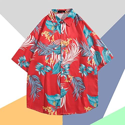 Yazlık gömlek Erkekler için Retro Gömlek Kısa Kollu erkek ve kadın Plaj Gömlek Üst Düğme Uzun Kollu