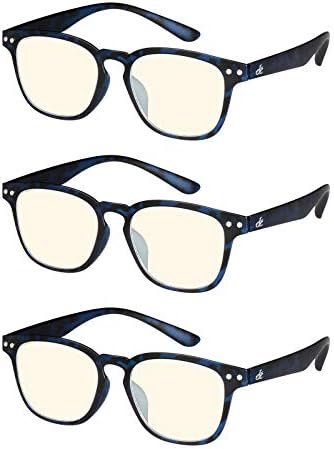 EFE mavi ışık engelleme gözlükleri 3'lü paket - Yuvarlak Bağa çerçeveli klasik parlama Önleyici bilgisayar gözlükleri