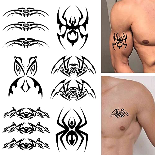Tattoonova 6 Yaprak Geçici Dövme Erkekler Yetişkinler Örümcek Parti İyilik Vücut Yüz Kol Sahte Dövmeler TA