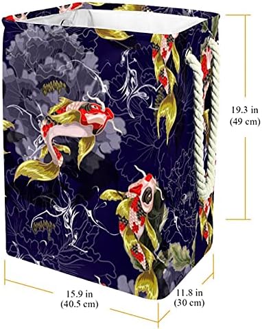 Inhomer Balık Çiçek Zarif Mor Çiçek Büyük Çamaşır Sepeti Su Geçirmez Katlanabilir Giysi Sepeti Sepet Giyim için Oyuncak