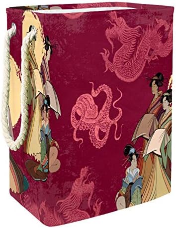 Inhomer Japon ve Çin Kültürü Desen 300D Oxford PVC Su Geçirmez Giysiler Sepet Büyük çamaşır sepeti Battaniye Giyim