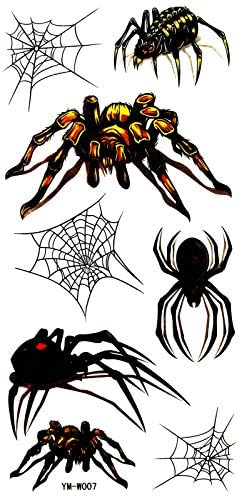 MEGADEE Dövme Etiketinde Canlılar 4X8 olarak Sınıflandırılan Karikatür Örümcek Vücut Kol Bacak Vücut Sanatı Güzellik