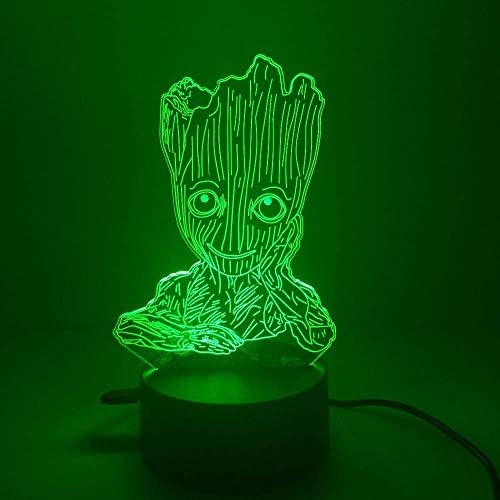 Sevimli Groot bebek 3D gece lambası dokunmatik masa masa lambaları, 7 renk değiştirme yanında ışıkları ev yaratıcı