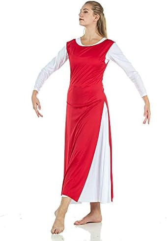 Danzcue Womens İbadet Dans Tunik ile Yan Yarıklar (Beyaz Elbise Dahil değildir)
