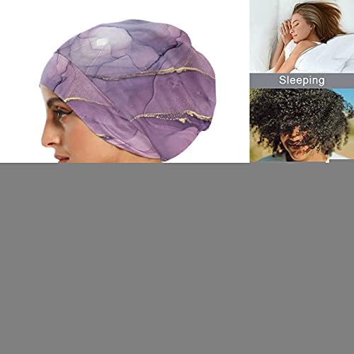 Kafatası Kap Uyku Kap Çalışma Şapka Bonnet Beanies Kadınlar için Gül Altın Menekşe Soyut Çizgili Mermer Uyku Kap Çalışma
