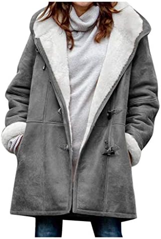 Bayan Kış Ceket Uzun Kollu Gevşek Fit S-5XL Kadife Hoodie Cepler ile Yumuşak Bulanık Katı Düğmeler Aşağı Ceket