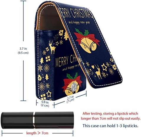 ORYUEKAN Makyaj ruj kılıfı ruj aynalı çanta taşınabilir ruj çanta dudak parlatıcısı depolama organizatör, Merry Christmas