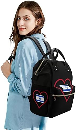 İsrail'i Seviyorum Kırmızı Kalp bebek bezi çantası Sırt Çantası Su Geçirmez Anne Çantası Büyük Kapasiteli Sırt Çantası