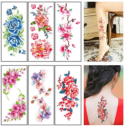 Kadınlar için çiçek Geçici Dövmeler Yetişkinler Renk Gül Çiçek Vücut Dövme Çıkartmalar Büyük Seksi Gerçekçi Sahte