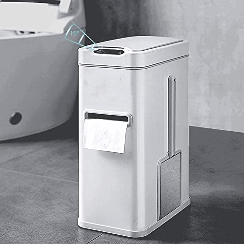 YİRENZUİ Ev Akıllı İndüksiyon çöp tenekesi kapaklı 7L Banyo bathroomTrash Tuvalet Fırçası ve Doku Kutusu ile Paslanmaz
