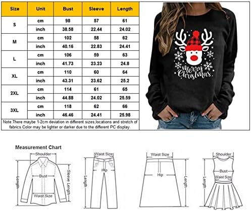 FMCHICO Noel Uzun Kollu Gömlek Kadınlar için 2021 Moda Sevimli Baskılar Sonbahar Kazak Rahat Egzersiz Crewneck Tişörtü