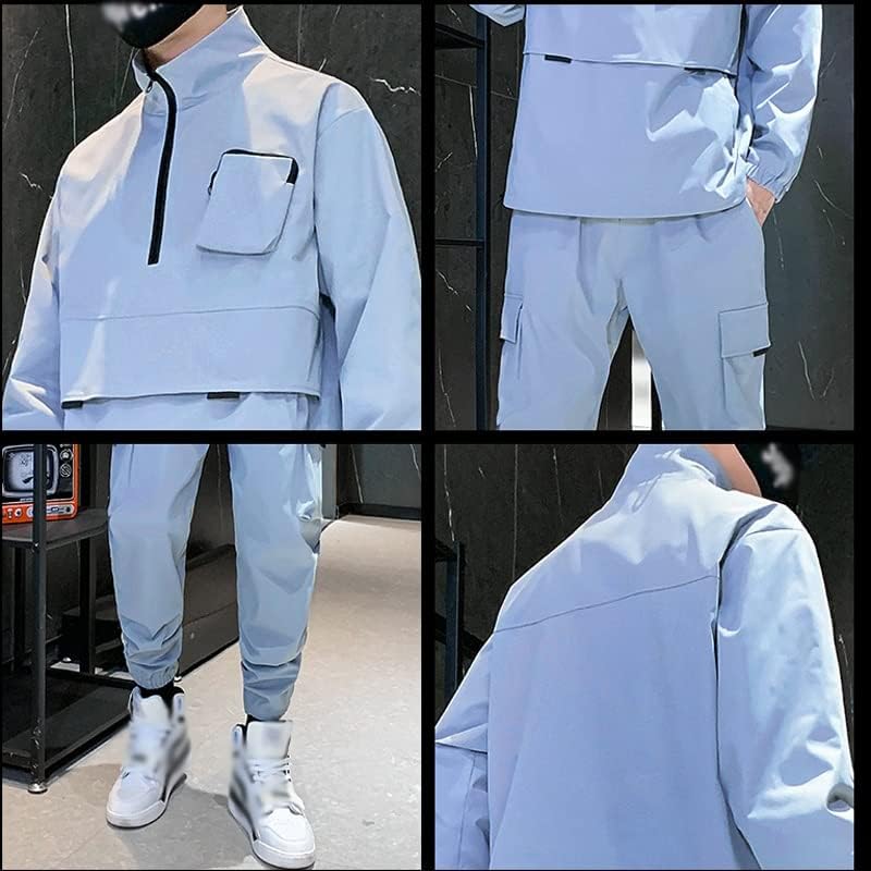 MMLLZEL Erkekler Düz Renk Erkek Ceket ve Pantolon Eşofman Giyim Seti (Renk: A, Boyut: XXXcode)