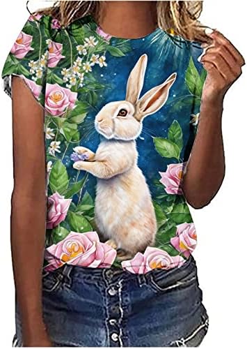 xıpcokm kadın Mutlu Paskalya Tees Gömlek, Bayanlar Paskalya Günü kısa kollu tişört, Moda Tavşan Yumurta Baskı Kazak