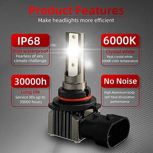Evomosa 9006 / HB4 LED far lambaları M2 Far ışın 18W Yüksek Parlaklık Ampul 6000K Soğuk Beyaz LED Çip IP68 Su Geçirmez(1