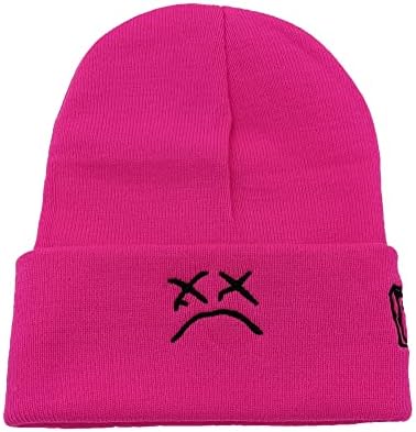 SHENGQXGLL Üzgün Erkek Bere örgü şapkalar Ağlayan Yüz Kış Sıcak Sıkı Yumuşak Kayak Kap Erkekler Kadınlar için