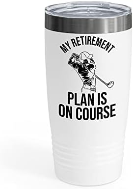 Emeklilik Planım Sahada Komik Golf Golfçü Emekli Ringneck Tumbler (20 OZ, Siyah)